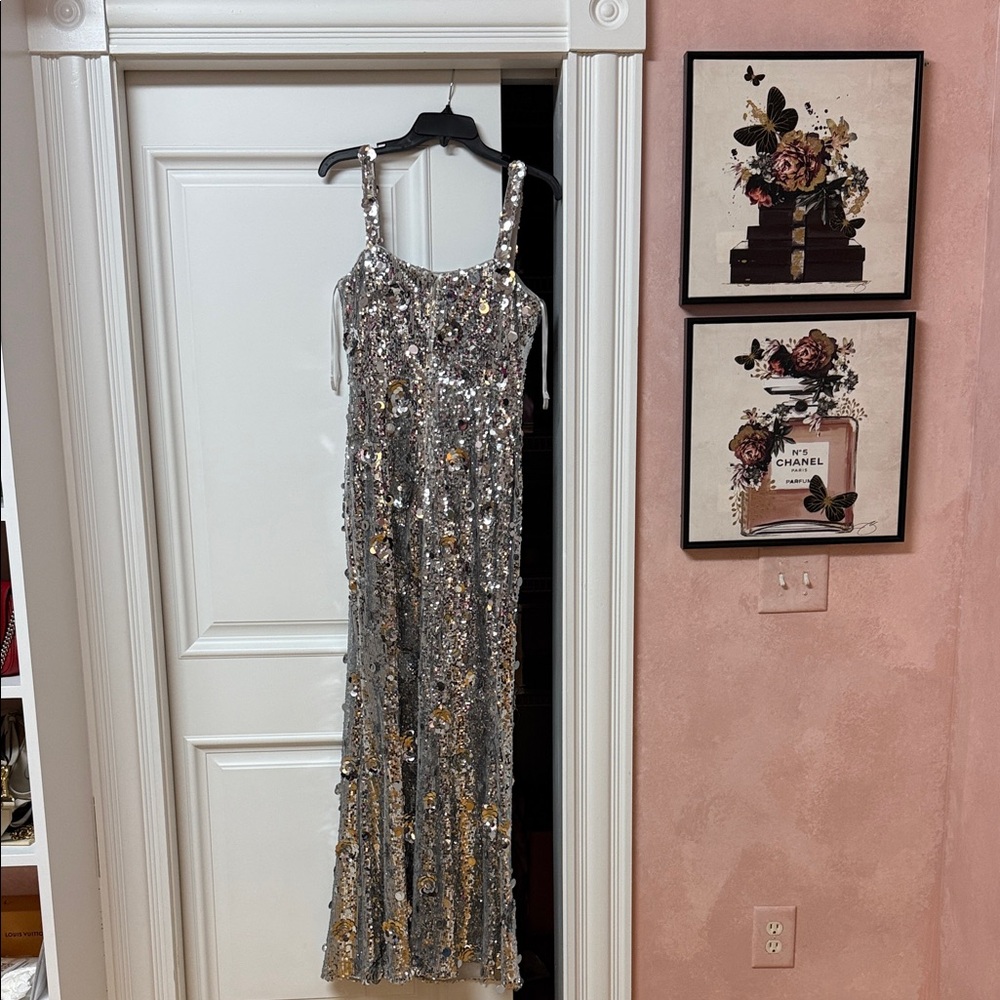 Muse Silver and Gold Sequin Maxi Dress